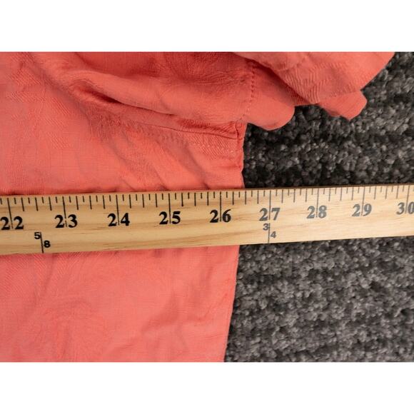 Tommy Bahama Shirt Mens 2XL Salmon Pink Silk Short Sleeve Jacquard Floral Print - Picture 9 of 14